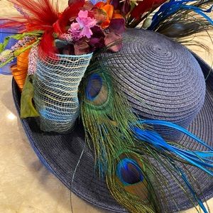 Kentucky Derby Hat - Fancy, Multi-Color, Navy Blue